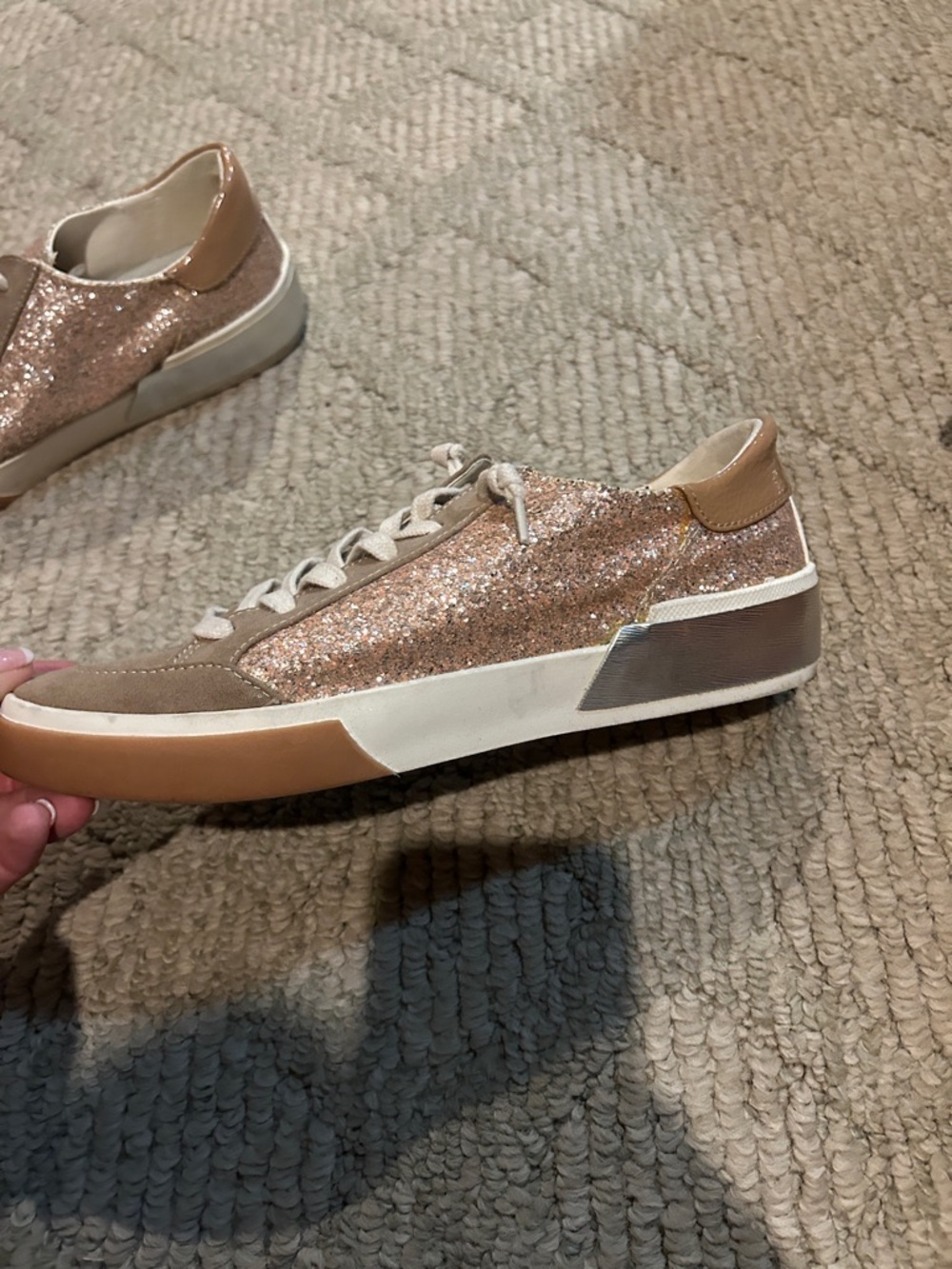 Dolce Vita Women’s Glitter Casual Sneakers - Rose Gold - Picture 9 of 13